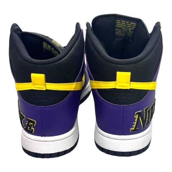 Nike Dunk High Premium EMB Lakers Court Purple DH0642-001 Lebron AD 9.5 - Picture 8 of 13